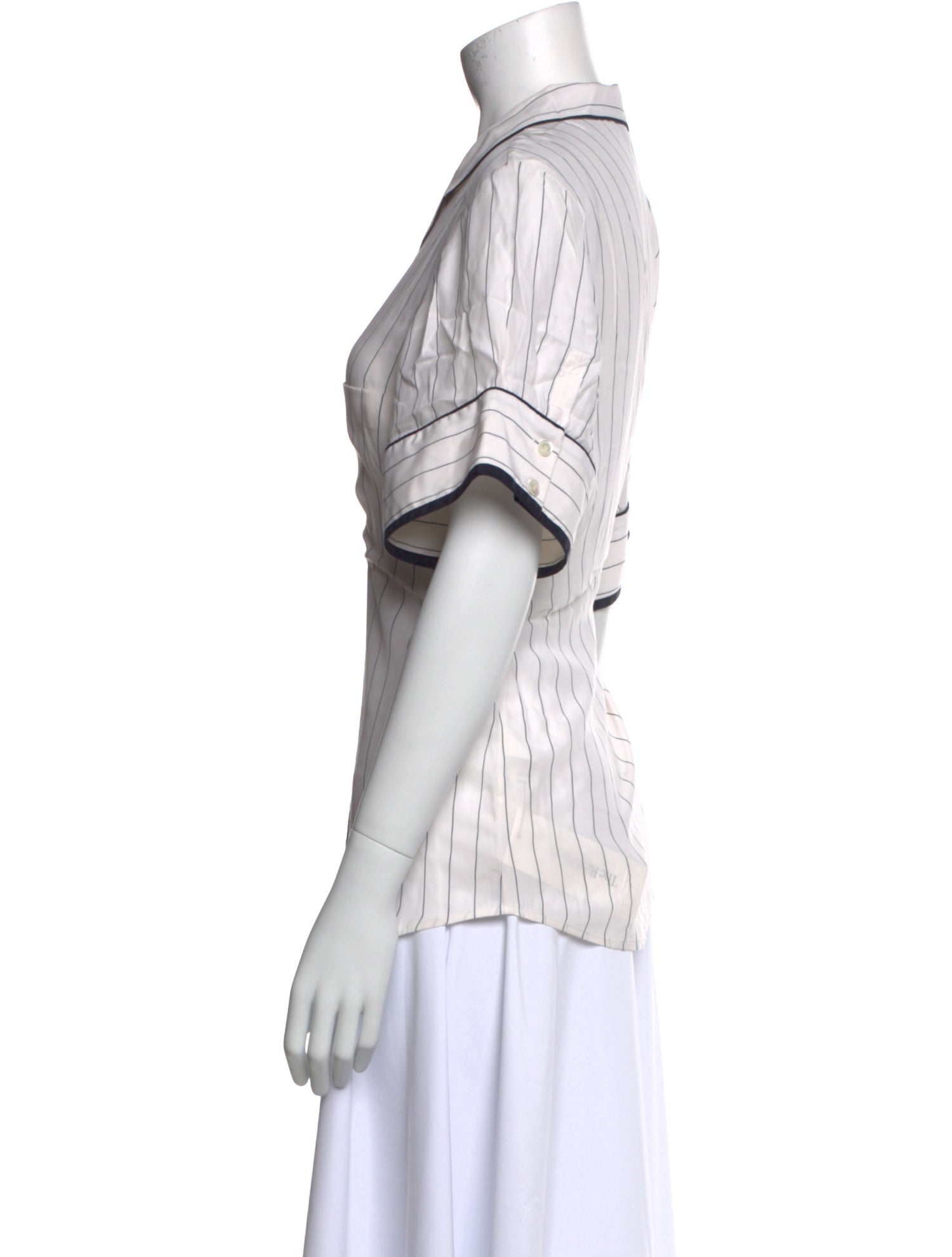 FRAME Silk Striped Button-Up Top