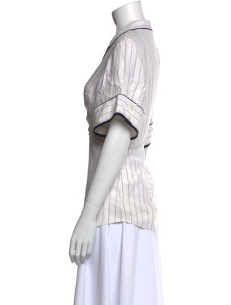 FRAME Silk Striped Button-Up Top