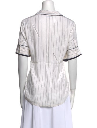 FRAME Silk Striped Button-Up Top