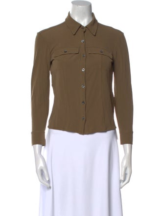 FRAME Three-Quarter Sleeve Button-Up Top