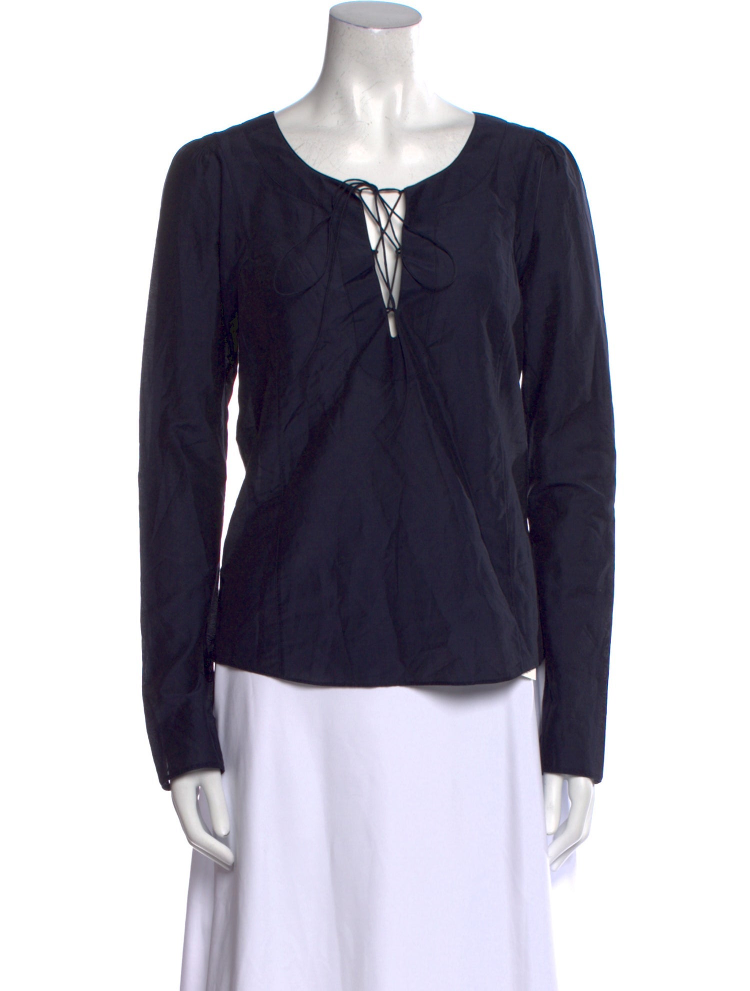 FRAME Tie Neck Long Sleeve Top