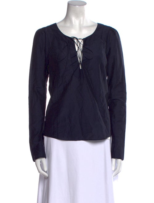 FRAME Tie Neck Long Sleeve Top