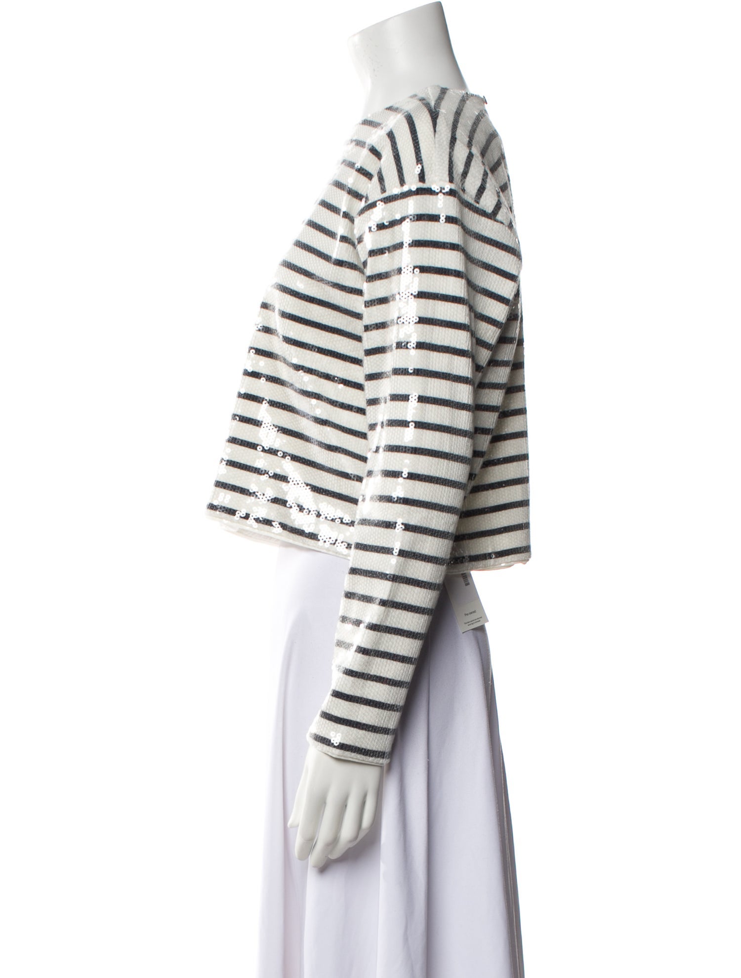 FRAME Striped Crew Neck Crop Top