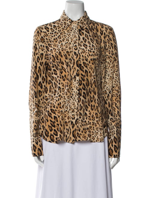 FRAME Silk Animal Print Button-Up Top
