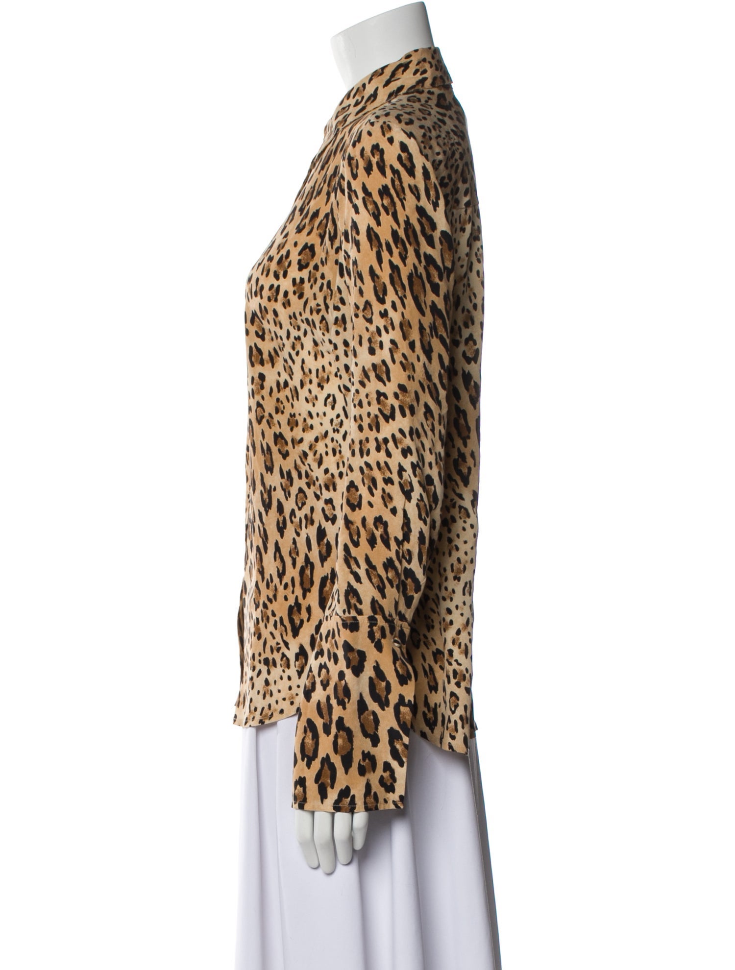 FRAME Silk Animal Print Button-Up Top