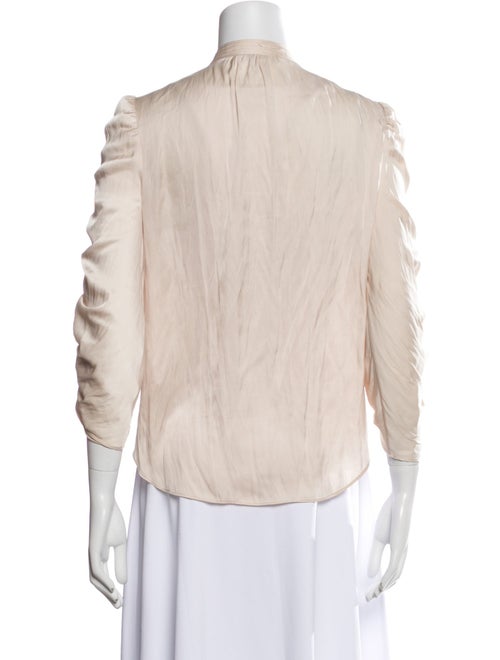 FRAME Mock Neck Three-Quarter Sleeve Button-Up Top