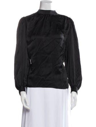 FRAME Silk Mock Neck Blouse