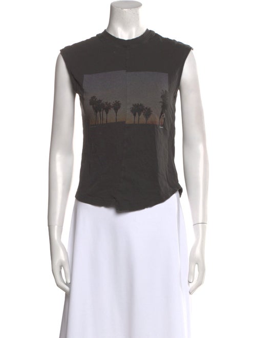 FRAME Graphic Print Crew Neck Crop Top