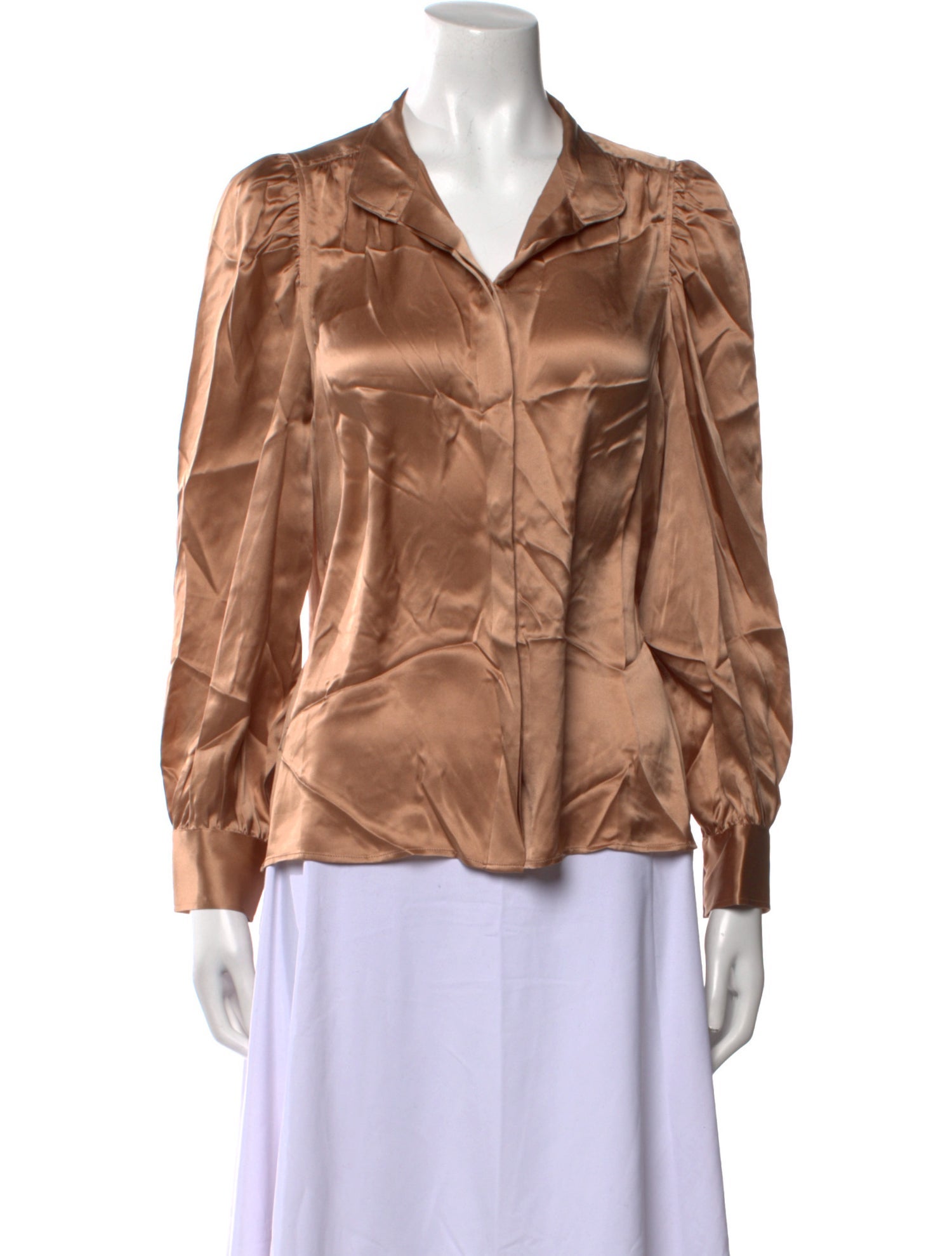 FRAME Silk Long Sleeve Button-Up Top