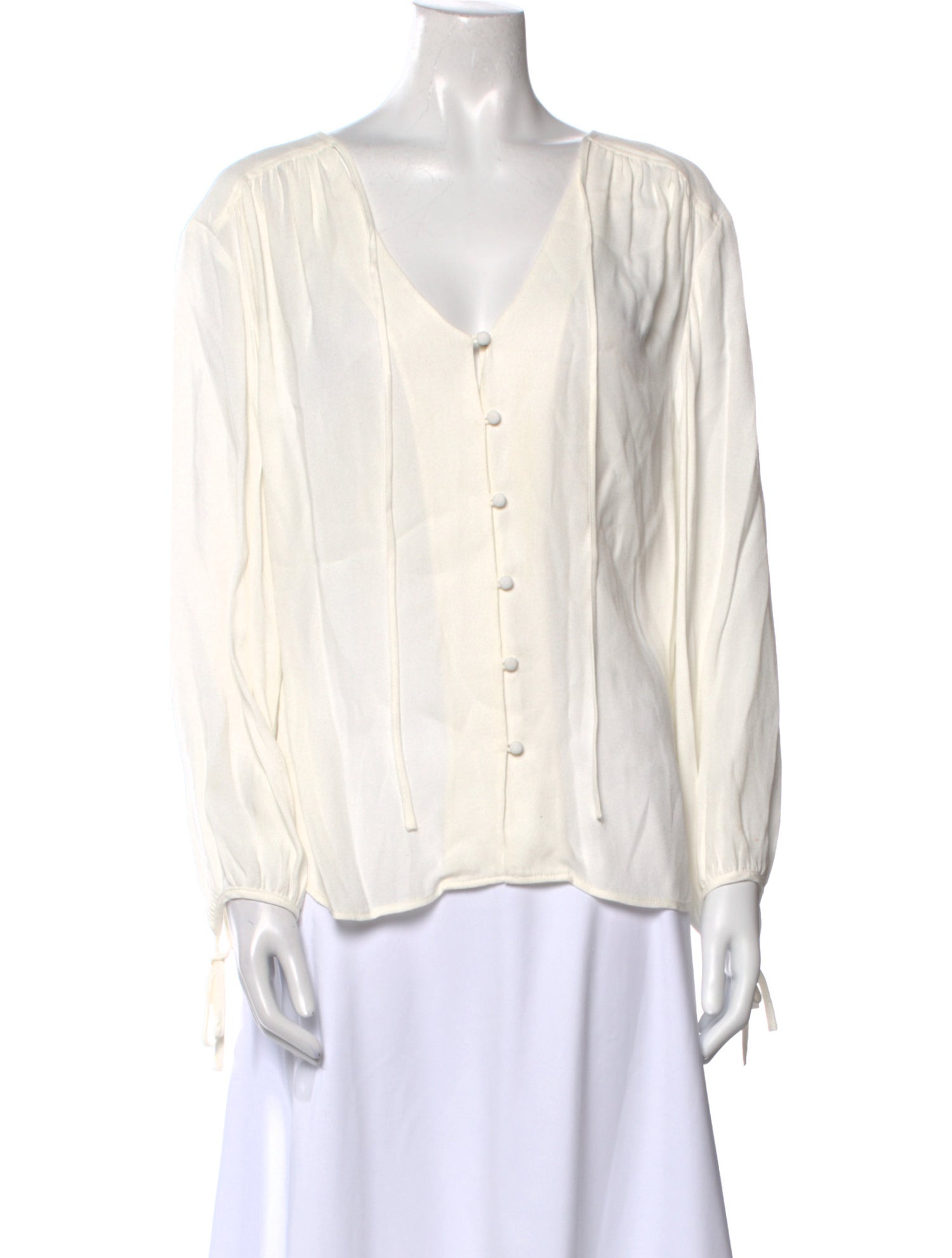 FRAME V-Neck Long Sleeve Button-Up Top