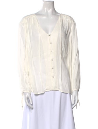 FRAME V-Neck Long Sleeve Button-Up Top