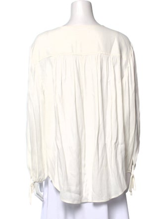 FRAME V-Neck Long Sleeve Button-Up Top