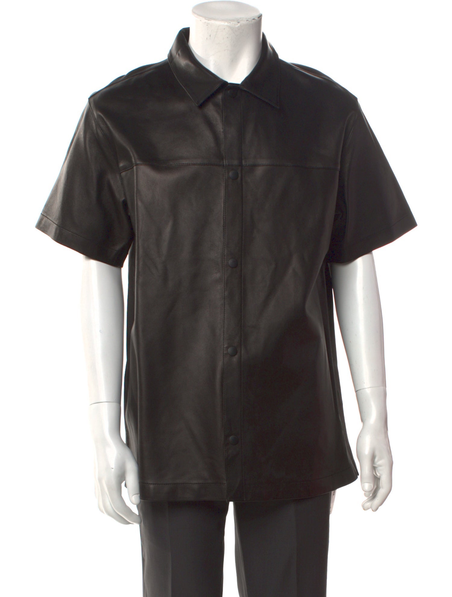 FRAME Lamb Leather Short Sleeve Shirt