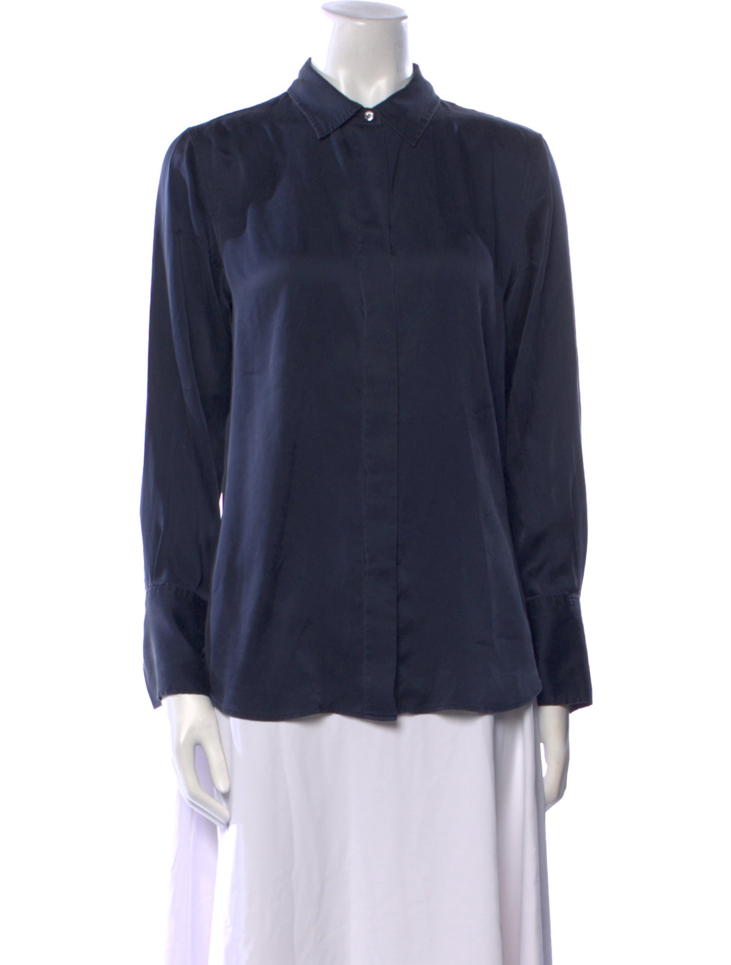 FRAME Silk Long Sleeve Button-Up Top