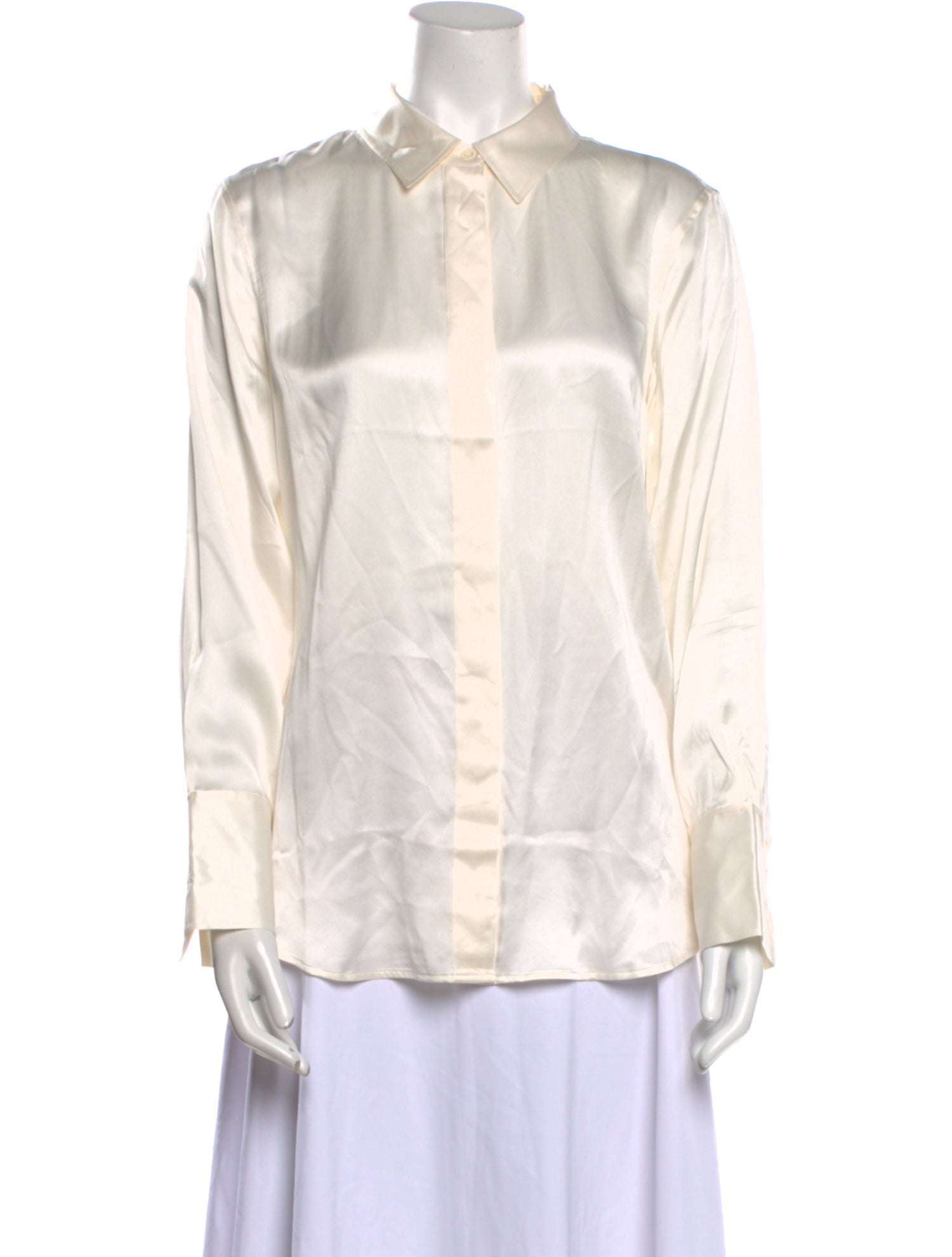 FRAME Silk Long Sleeve Button-Up Top