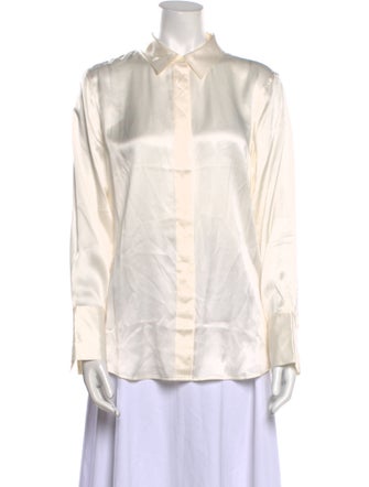 FRAME Silk Long Sleeve Button-Up Top