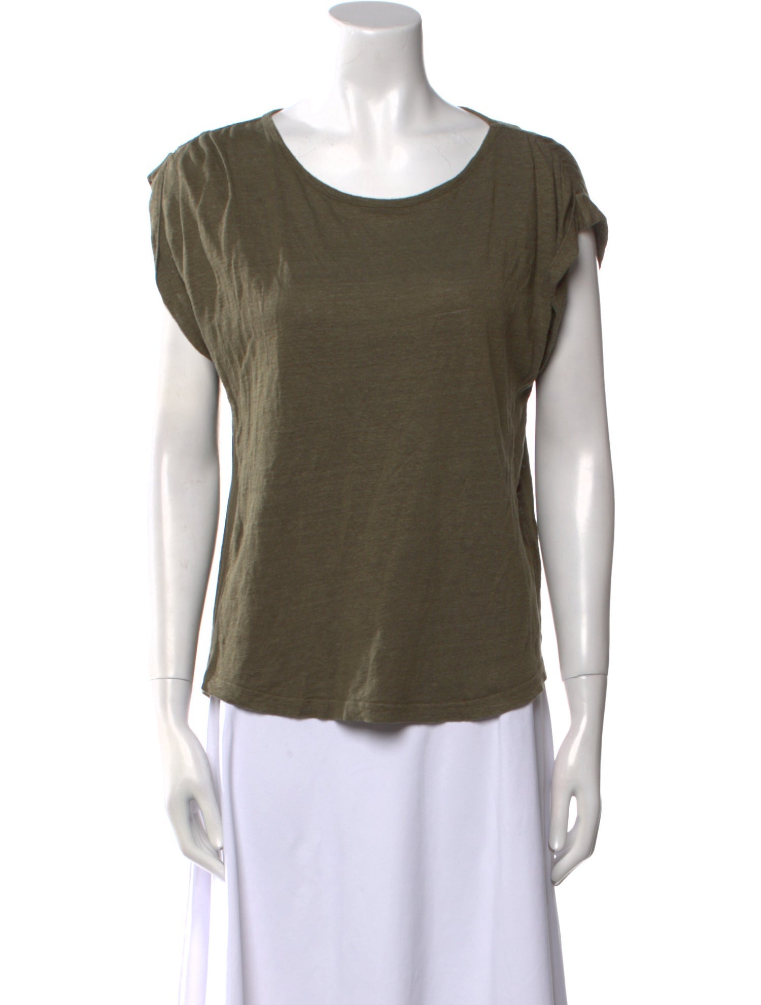 FRAME Linen Scoop Neck T-Shirt