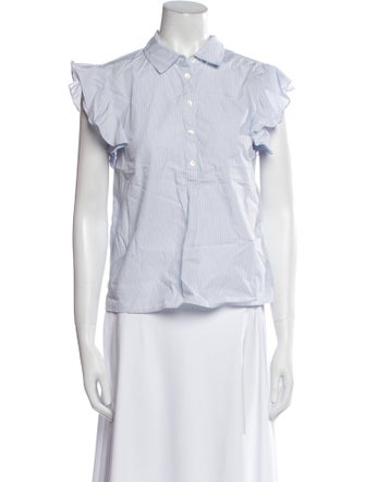 FRAME Striped Short Sleeve Button-Up Top