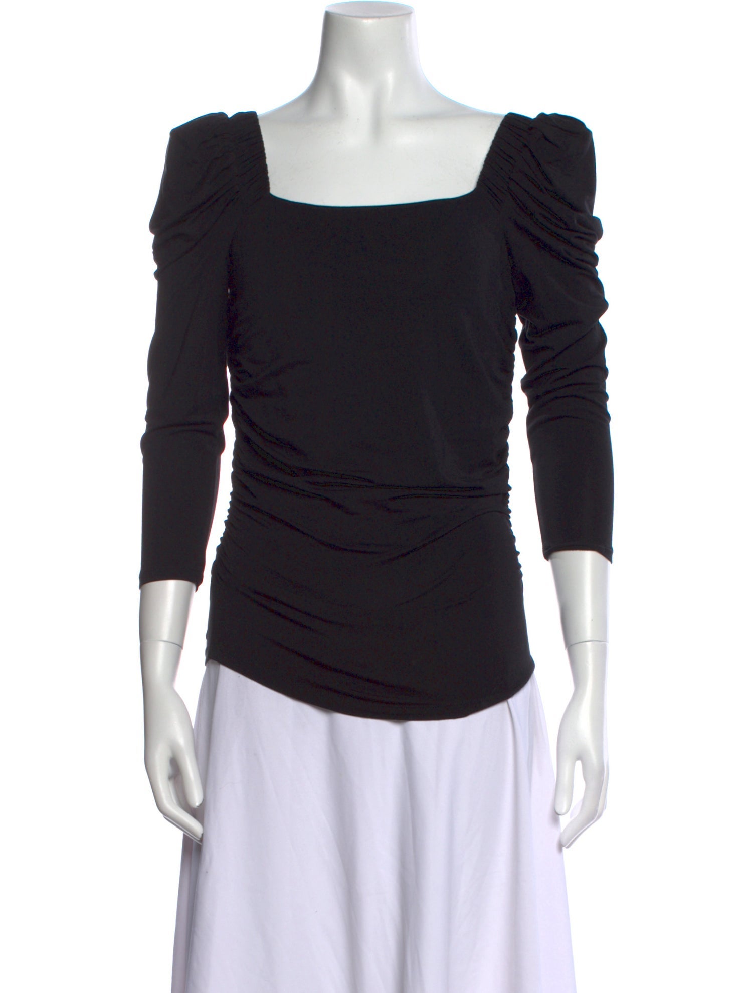 FRAME Square Neckline Three-Quarter Sleeve Top