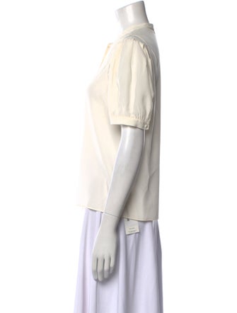 FRAME Silk Crew Neck Button-Up Top