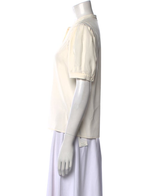 FRAME Silk Crew Neck Button-Up Top