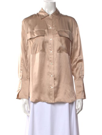 FRAME Silk Long Sleeve Button-Up Top