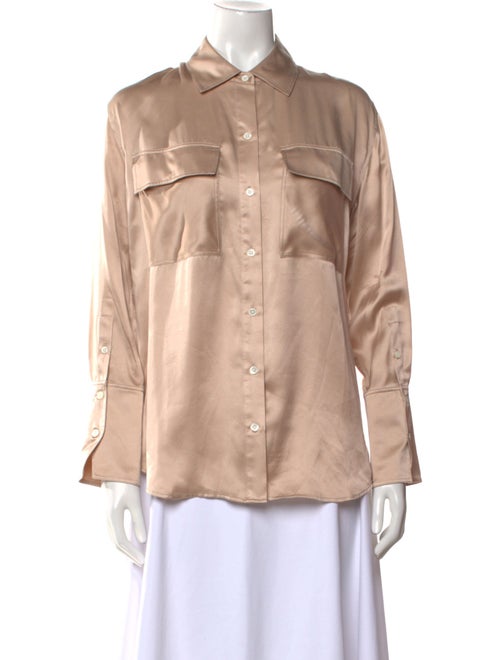 FRAME Silk Long Sleeve Button-Up Top