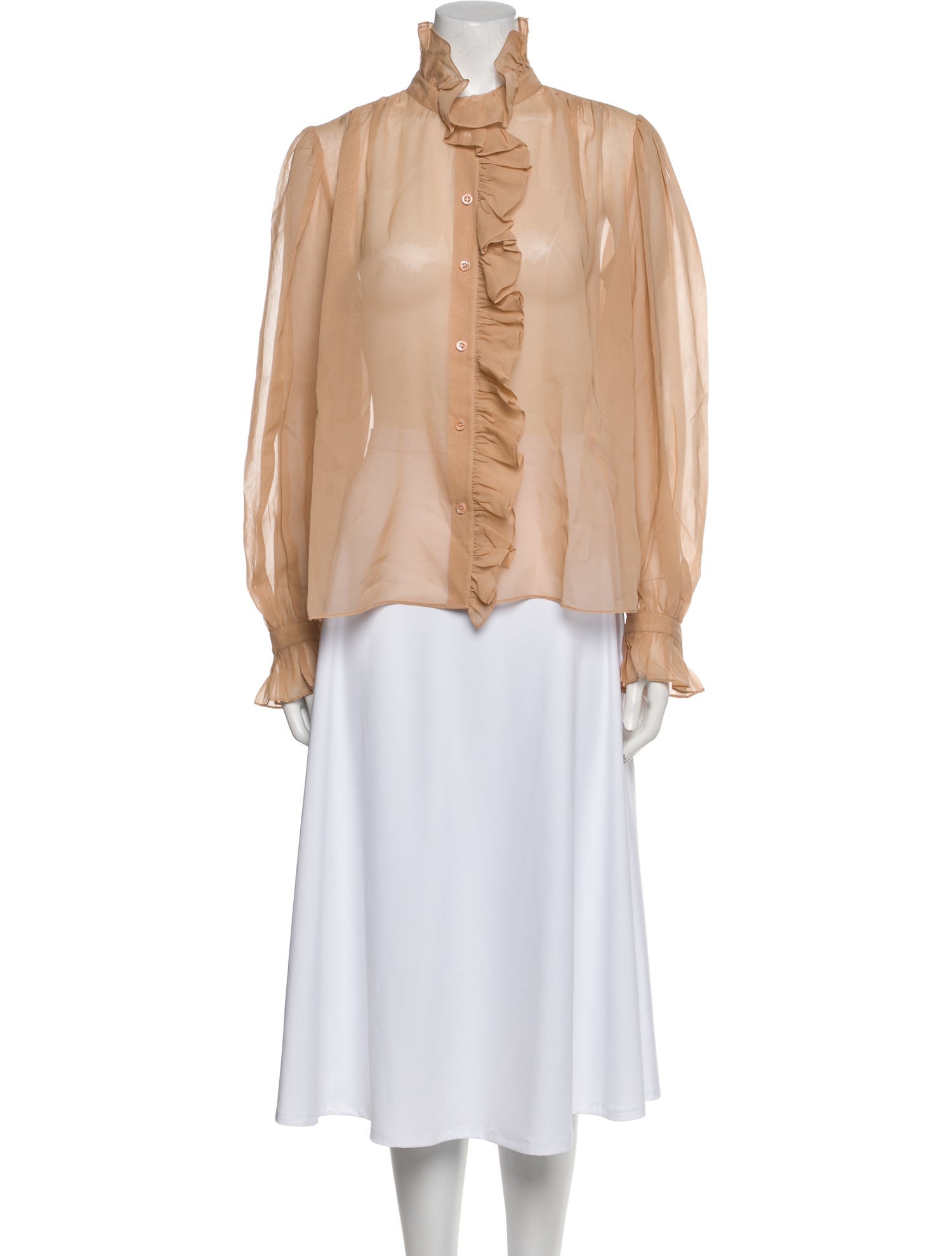 FRAME Silk Mock Neck Blouse