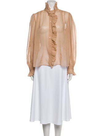 FRAME Silk Mock Neck Blouse