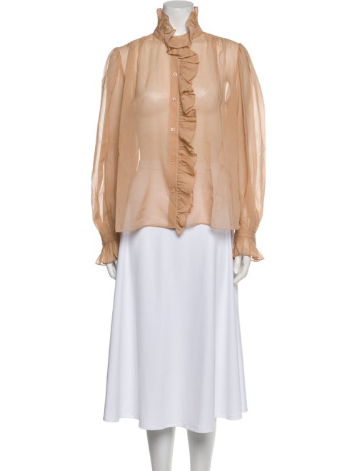 FRAME Silk Mock Neck Blouse