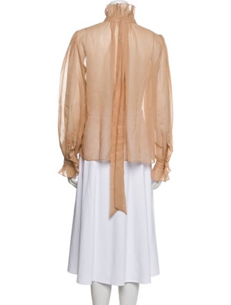 FRAME Silk Mock Neck Blouse