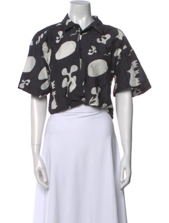 FRAME Printed Mock Neck Crop Top