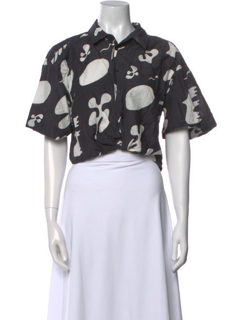 FRAME Printed Mock Neck Crop Top