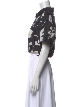 FRAME Printed Mock Neck Crop Top