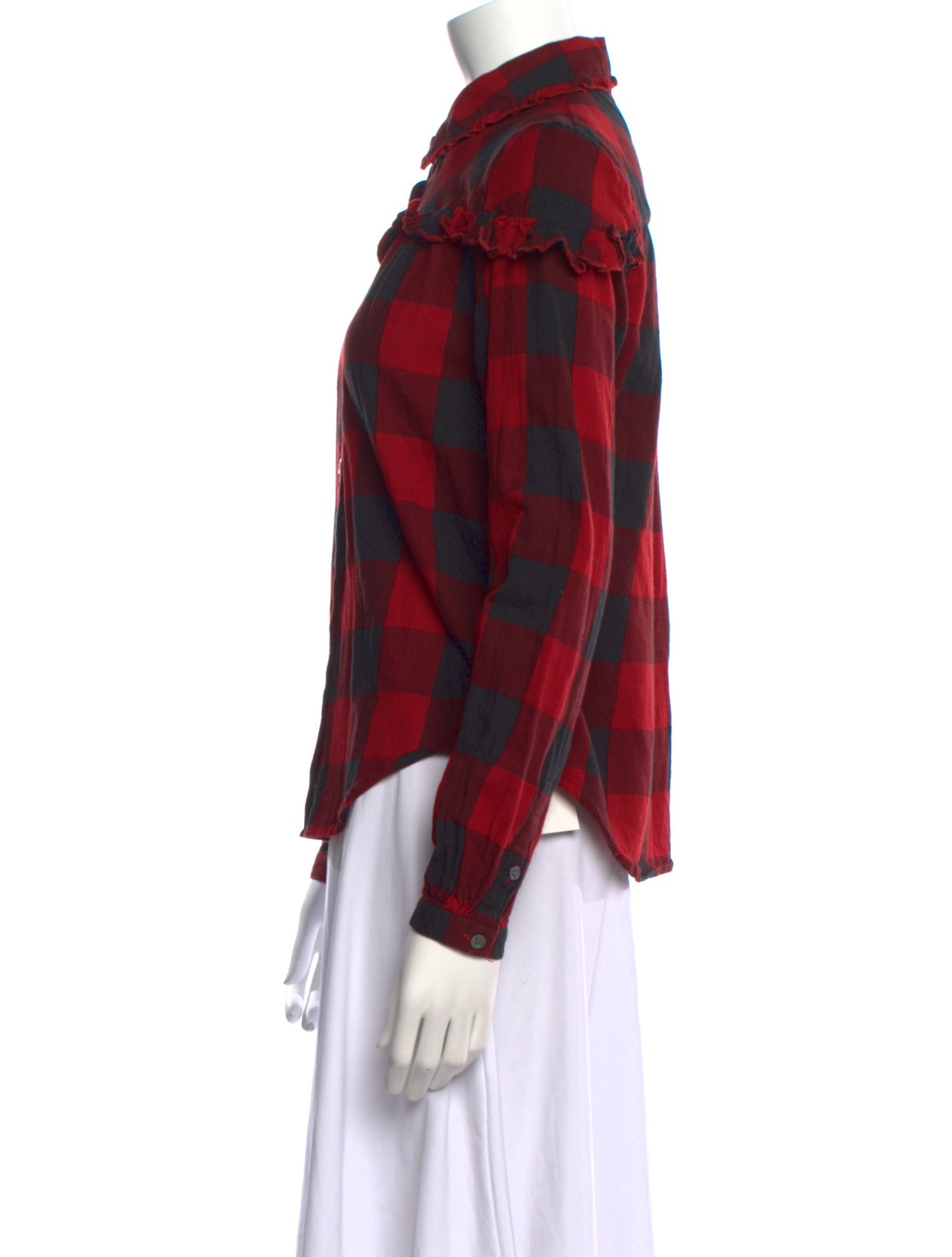FRAME Plaid Print Long Sleeve Button-Up Top