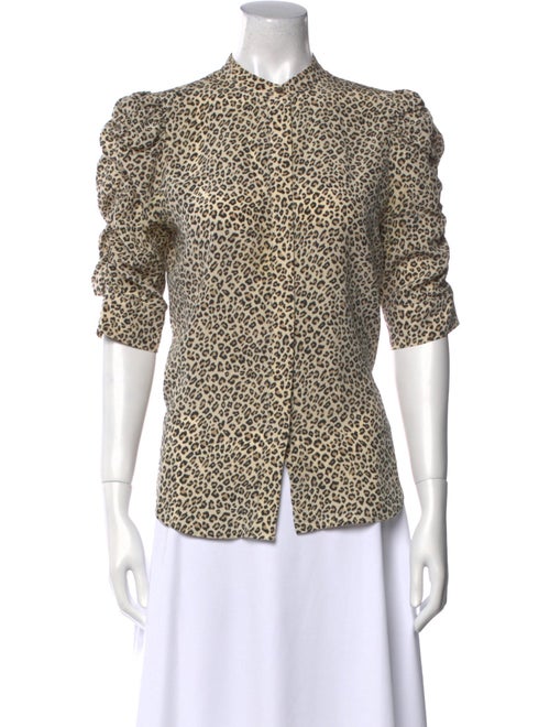 FRAME Silk Printed Button-Up Top