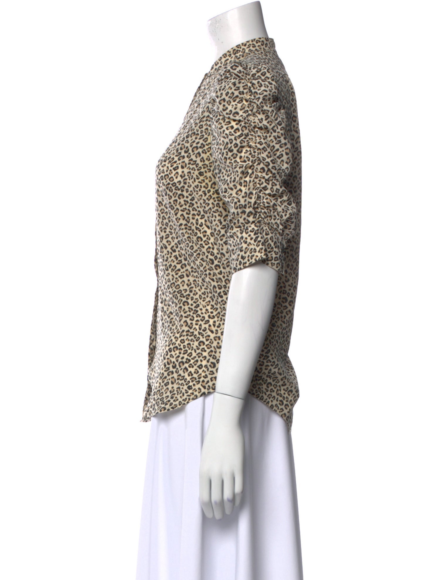 FRAME Silk Printed Button-Up Top