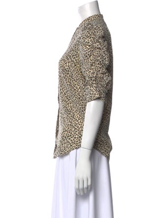 FRAME Silk Printed Button-Up Top