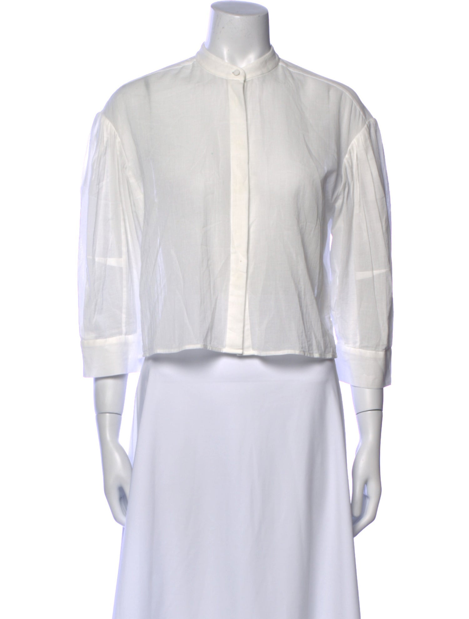 FRAME Mock Neck Three-Quarter Sleeve Crop Top