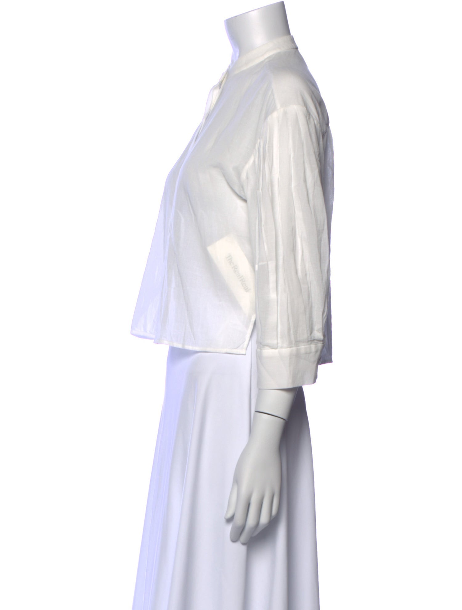 FRAME Mock Neck Three-Quarter Sleeve Crop Top