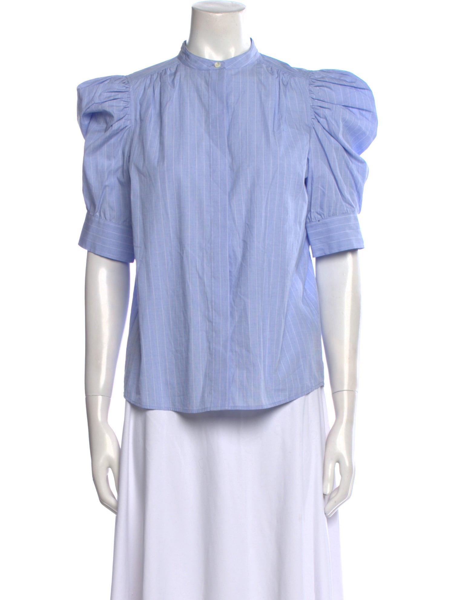 FRAME Mock Neck Short Sleeve Button-Up Top