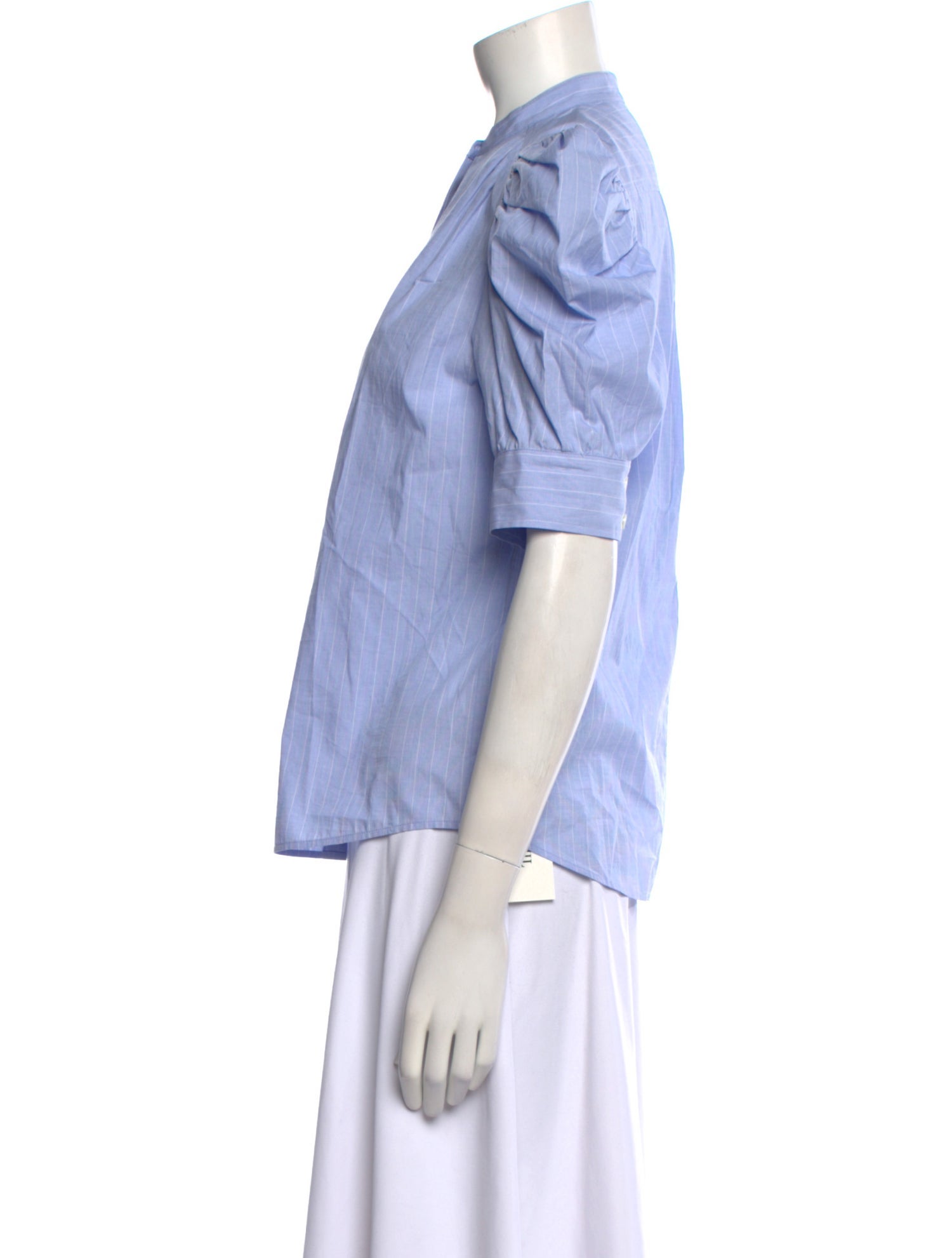 FRAME Mock Neck Short Sleeve Button-Up Top
