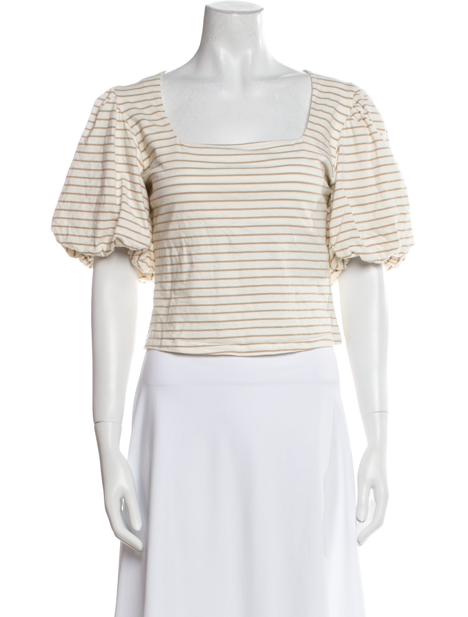 FRAME Striped Square Neckline Crop Top