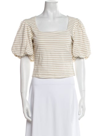 FRAME Striped Square Neckline Crop Top