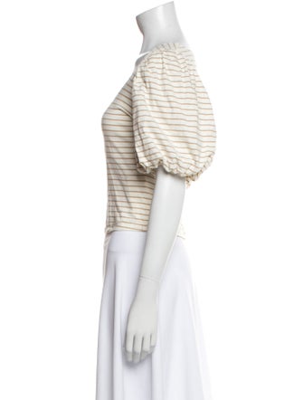 FRAME Striped Square Neckline Crop Top