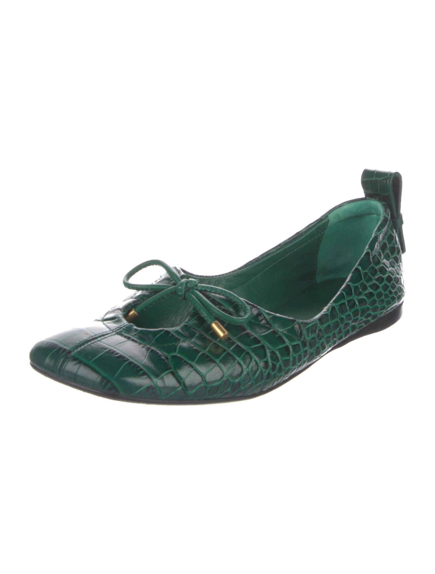 FRAME Embossed Leather Striped Ballet Flats
