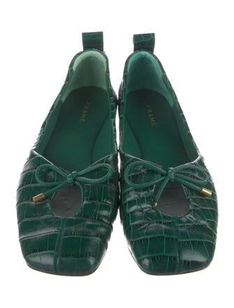 FRAME Embossed Leather Striped Ballet Flats