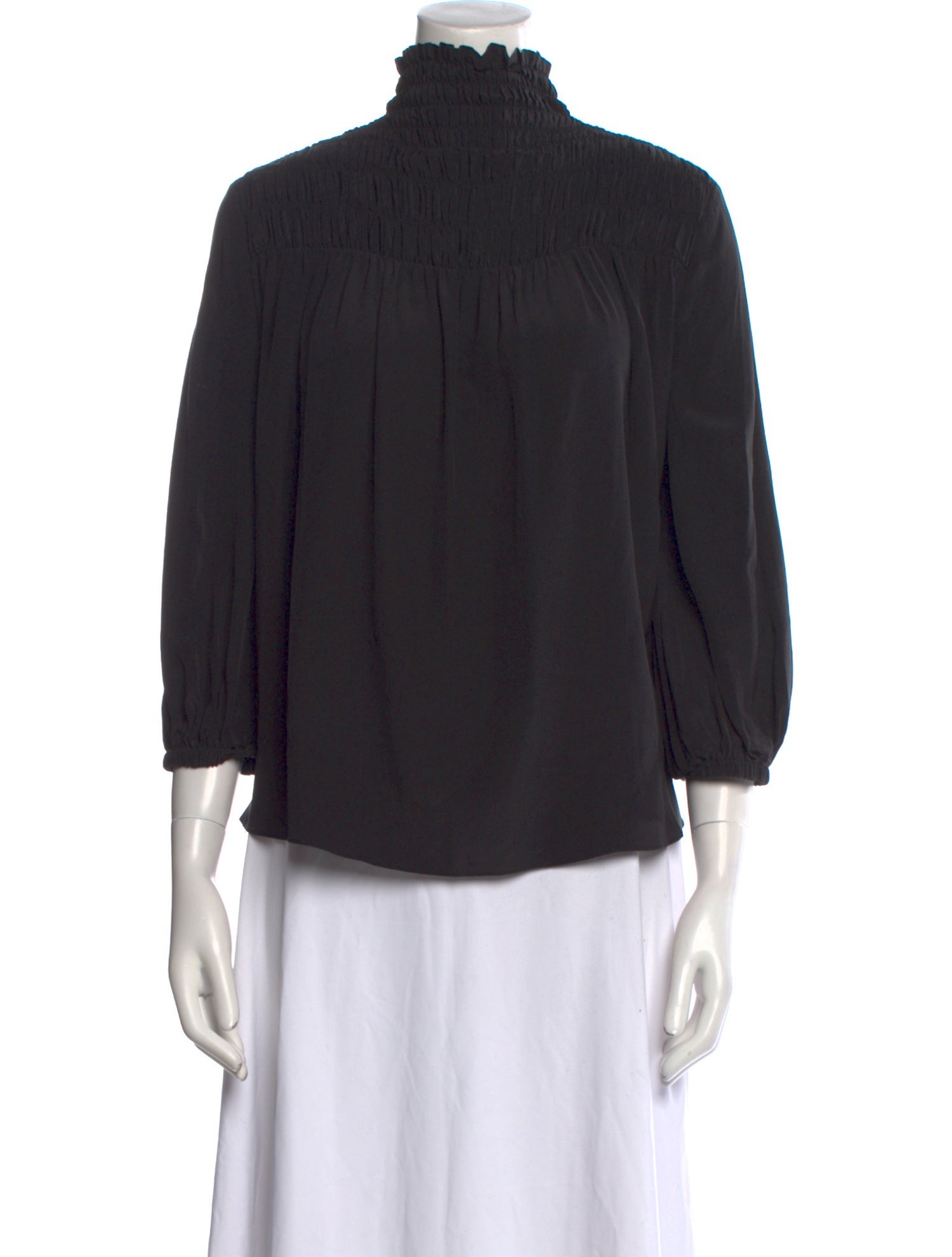 FRAME Silk Mock Neck Blouse