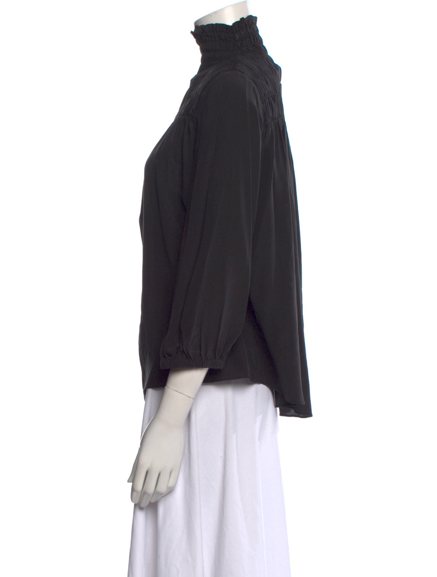 FRAME Silk Mock Neck Blouse