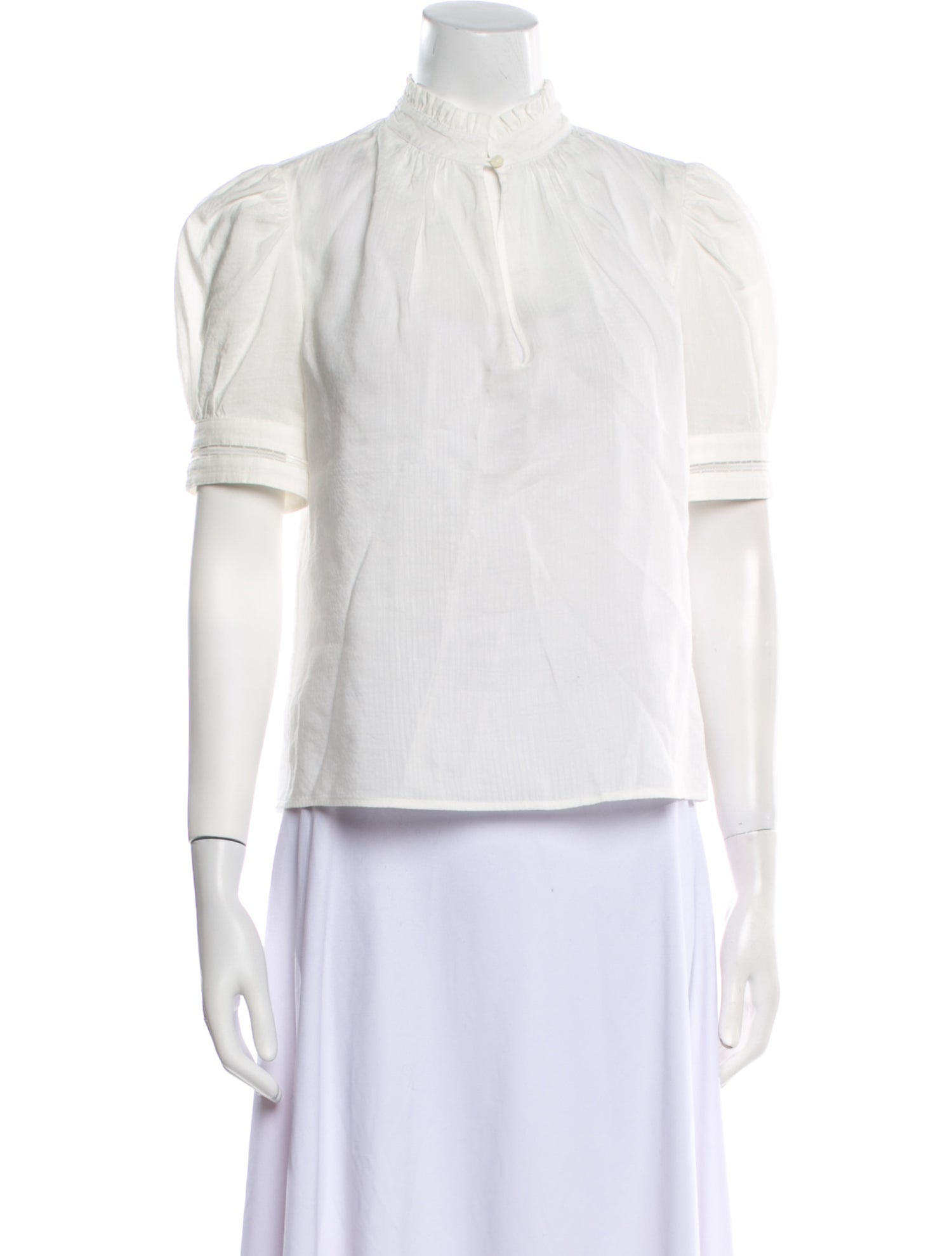 FRAME Mock Neck Short Sleeve Blouse